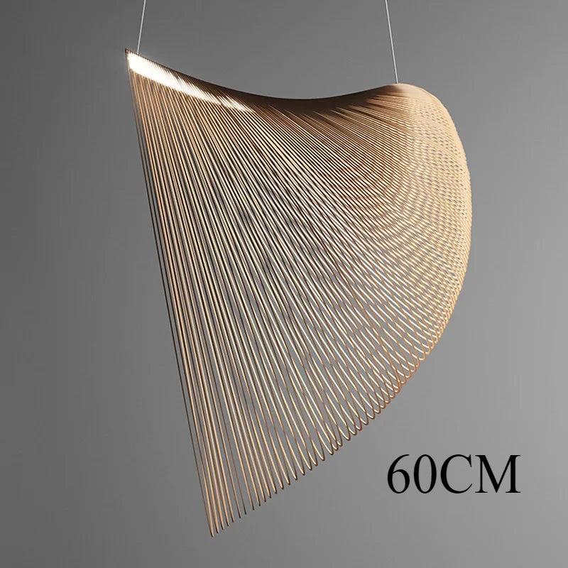Nordic Modern Simple Wabi-sabi Style Wooden Chandelier Cafe Decorative Light Fixture