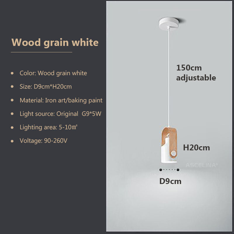 Nordic LED Pendant Light Wood Hanging Lamp Black White For Bedroom Dinnming Room Background Home Indoor Lighting Fixtures