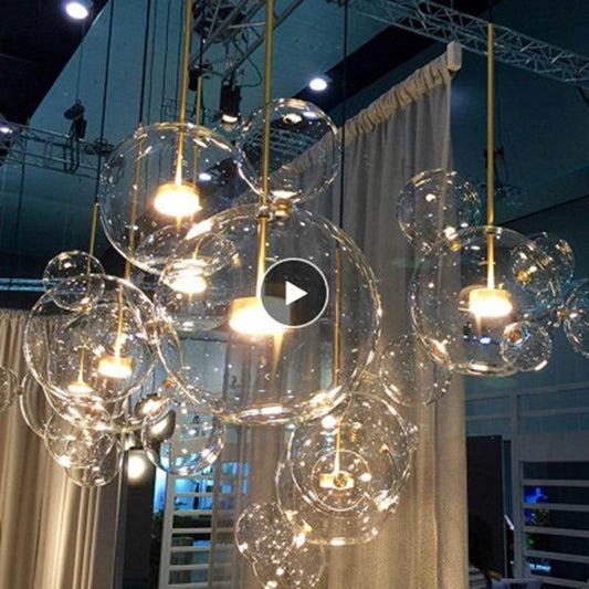 Bubble Lamp Globe Glass Hanging Lamps Dining Room Bubble Pendant Light Kitchen Hotel Glass Ball Suspension Lighting