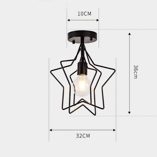 Vintage Ceiling Lights Iron Black/Golden Ceiling Lamp Retro Cage Lighting