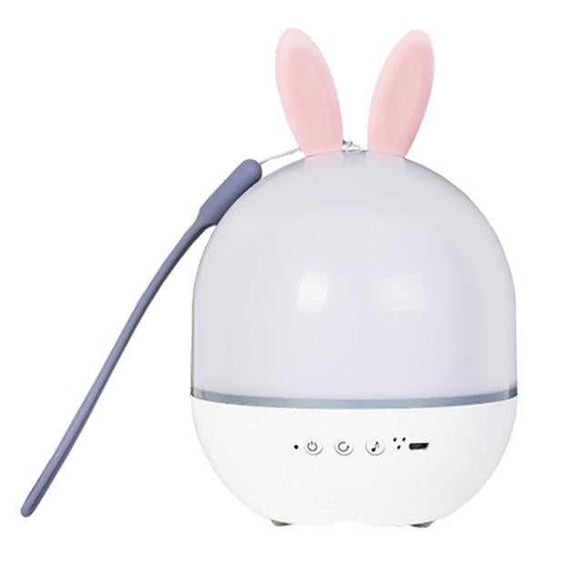 LED Projector Night Light Romantic Music Charging Rotating Projection Lamp w/Rabbit Ear for Home Party Decor Baby Sleep Lighting