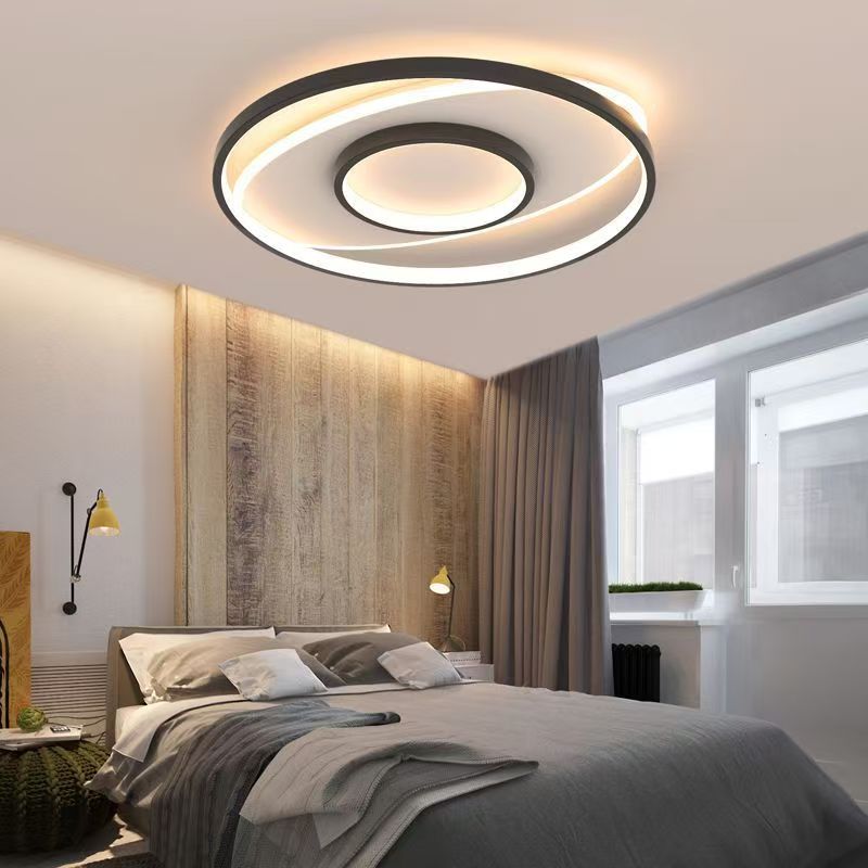 Modern LED Ceiling Light Decor 50CM Dimmable Round Lamp Black White Fixture Lighting
