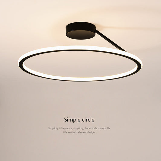 Modern Simple Circle Led Ceiling Chandelier Round Ring Aluminium Dimmable Bedroom Lamp Lighting