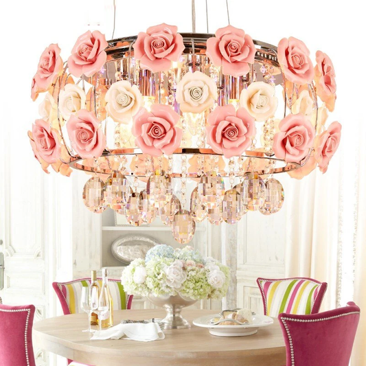 New Arrival LED Crystal Ceiling Lights Lustres De Sala Beautiful Rose Style For Bedroom Dining Room Free shipping