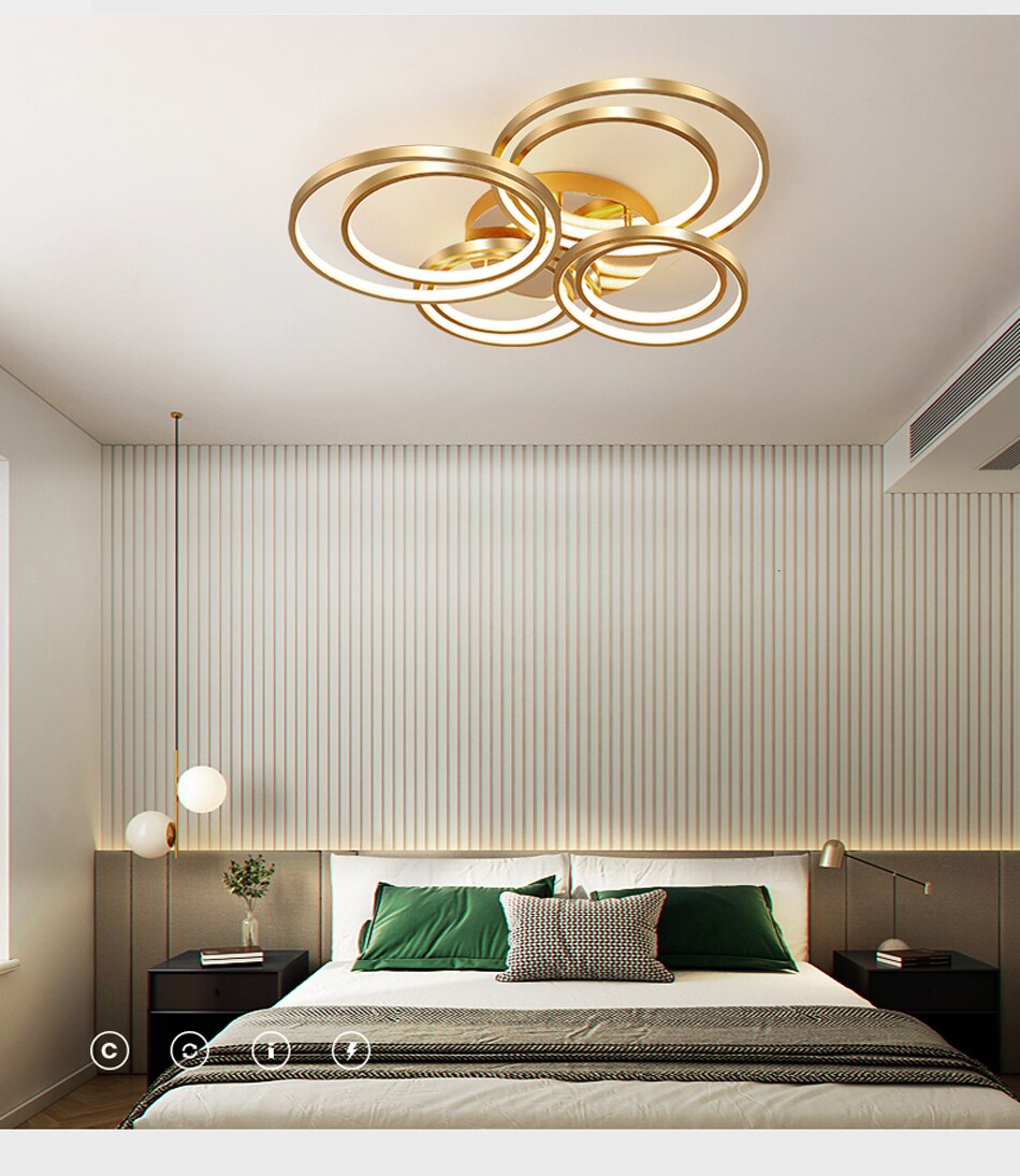Modern Golden LED Ceiling Lights For Living Room Bedroom Restaurant Lighting Fixture Lustre Lamps