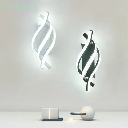 Modern LED Wall Lamp Home Decoration Line Wall Sconce Bedroom Bedside Corridor Backgroud Black White Lighting Lustre