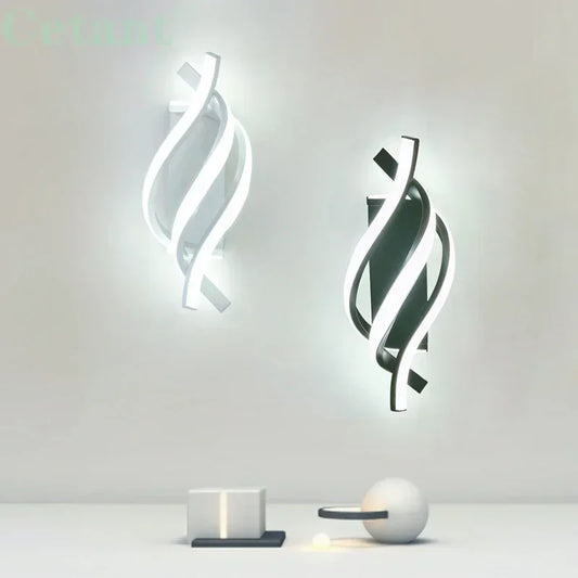 Modern LED Wall Lamp Home Decoration Line Wall Sconce Bedroom Bedside Corridor Backgroud Black White Lighting Lustre