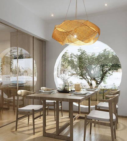 Creative Personality Chandelier Special-shaped Craft Bamboo Woven Lamp