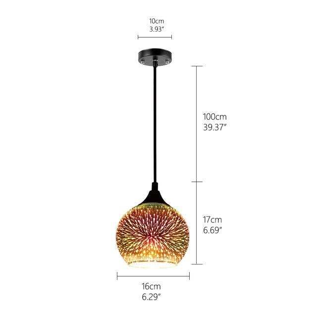 Modern 3D Colorful Romantic Starry Sky Hanging Glass Shade Pendant Lamp Lights Fixture E27 For Bedroom Restaurant Living Room