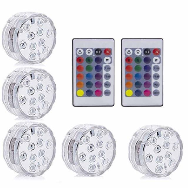 10LED RGB LED Underwater Light Pond Submersible IP67 Waterproof Swimming Pool Light Battery Operated For Wedding Party