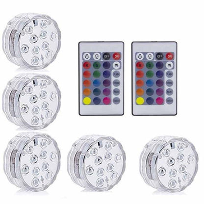 10LED RGB LED Underwater Light Pond Submersible IP67 Waterproof Swimming Pool Light Battery Operated For Wedding Party