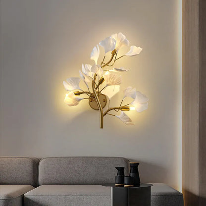 Luxury Acrylic Ginkgo Leaf Wall Lamp Living Room Background Creative Wall Light Foyer Hallway Bedroom Nordic Light