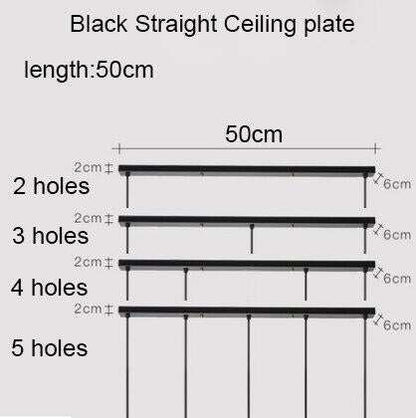 Ceiling Plate Black/White Iron Pendant Lamp Bases DIY 2/3/4/5 holes 25cm/30cm/40cm/50cm Straight/Round Ceiling Base