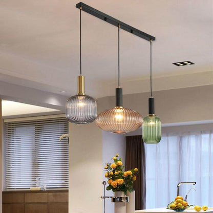 Novelty Stripe Glass Hanging Lights E27 LED 6 Color Lamp Holder Pendant Lamp For Kitchen Living Room Bedroom Hotel Restaurant