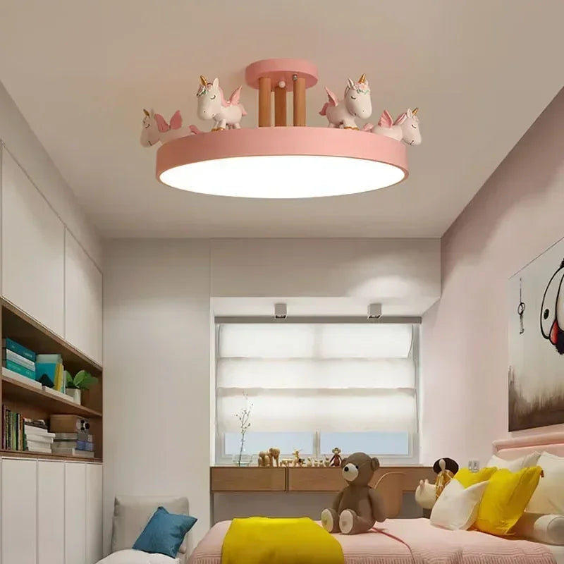 Modern Unicorn Design LED Ceiling Lamp for Living Dining Room Children's Room Sofa Chandelier Simple Fixture