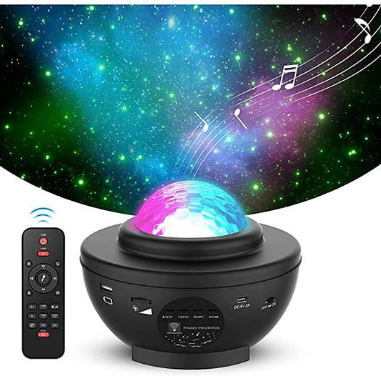 LED Star Night Light Wave Sky Starry Galaxy Projector Blueteeth USB Voice Control Music Player 360 Rotation Night Lighting Lamp