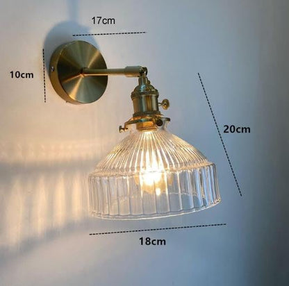 Nordic Literature And Art Fresh Bedroom Glass Brass Copper Wall Lamp