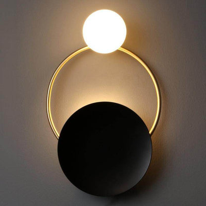 Post-modern Personality Circle Copper Wall Lamp Creative Living Room Bedroom Hallway Hallroom Villa Light Luxury Art Wall