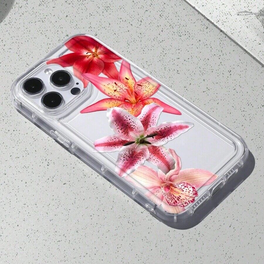 Pink Flower Phone Case For iPhone 17 Case For iPhone 11 13 14 12 15 16 Pro 17 Pro Max 17 Air 16E XR  Soft Clear Cover