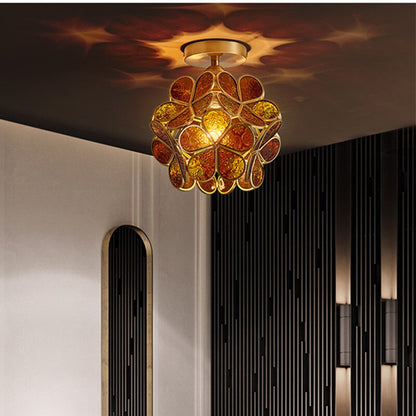 Europe Colorful Flower Glass Ceiling Lamp E26/27 LED Indoor Lamp Modern Restaurant Dining Room Bar Cafe Shop Lighting Fixture