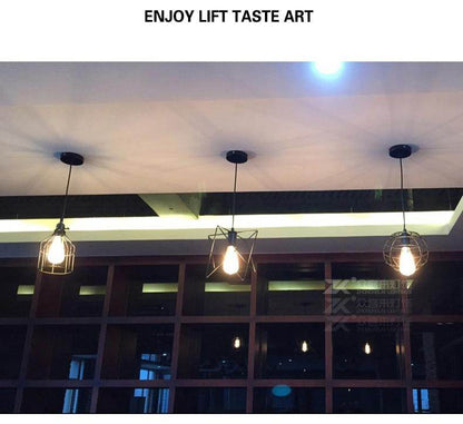 modern cage pendant light iron minimalist retro Scandinavian loft pyramid pendant lamp metal Hanging Lamp E27 Indoor ZDD0011
