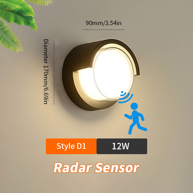 LED Wall Lamp Lighting Radar Motion Sensor 6/12W Suitable For Indoor Outdoor Home Decoration