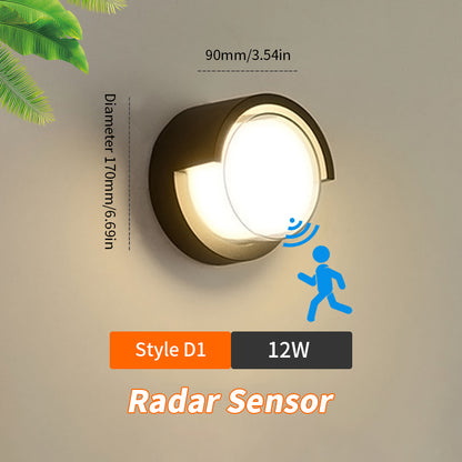 LED Wall Lamp Lighting Radar Motion Sensor 6/12W Suitable For Indoor Outdoor Home Decoration
