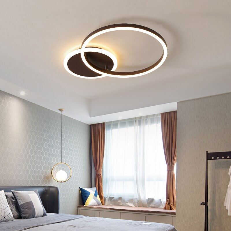 Surface Mounted Led Chandelier White&Coffee Body Modern Led Chandelier Lighting Living Room Bedroom Kitchen Dining Room L