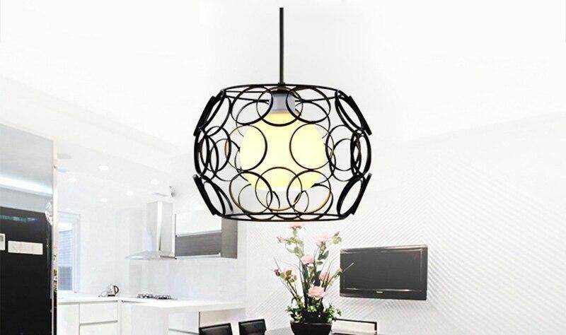 Modern Iron Painted Minimalist Corrugated Lampshade Pendant Lamp E27 LED Pendant Light For Living Room Bedroom Hallway Cafe