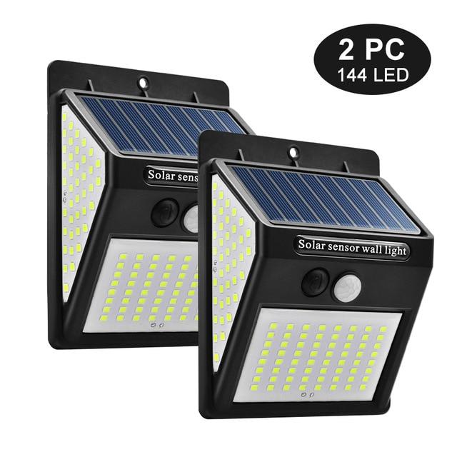 100/144 LED Outdoor Solar Wall Lamp PIR Motion Sensor Waterproof Light Garden Path Emergency Security Light 3 Sided Luminous