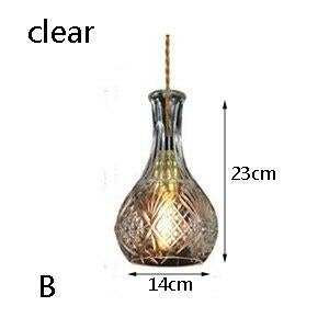 Modern Personality E27 Glass Hanging Lights Wine Bottle Engraved Pendant Lamps For Dining Room Living Room Restaurant Cafe Bar
