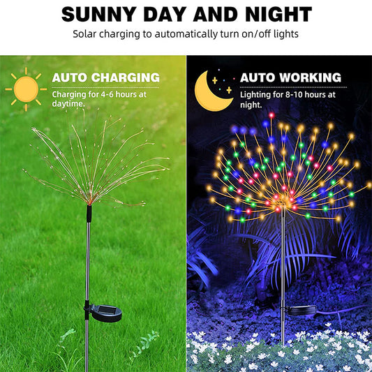 1/2/4/6/8Pcs Solar LED Firework Fairy Light Outdoor Garden Decoration Lawn Pathway Light for Patio Yard Party Christmas Wedding
