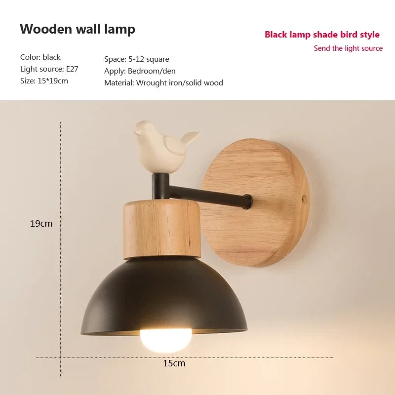Nordic Creative Wall Lamp LED Wood Lighting Fixture For Living Room Eye Protection Bedside Home Decor Lighting