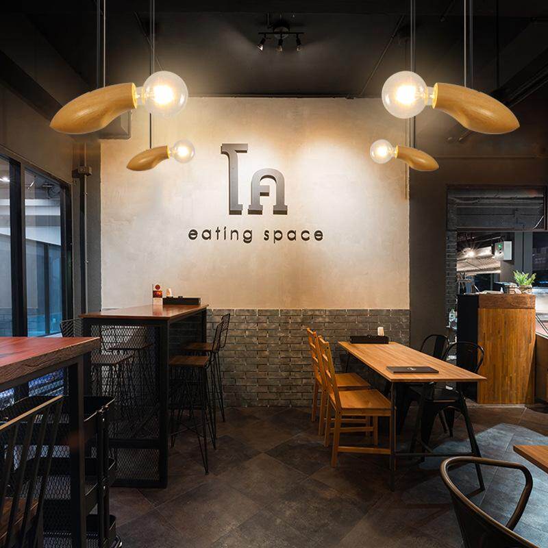 Nordic Log Restaurant Single Chandelier Creative Bar Clothing Store Bedside Single Wood Chandelier