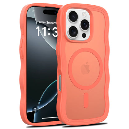 New Luxury Business Translucent Curly Wave Magnetic Case For iPhone 17 Pro Max 17 Air 17Pro Matte Anti-fall shockproof Cover