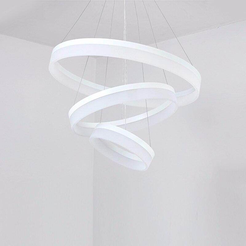 Modern LED Pendant Lights Fixtures For Living Dining Room Decor Rings Suspension Bedroom Lustre Circle Hanging Lamp With Remote