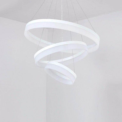 Modern LED Pendant Lights Fixtures For Living Dining Room Decor Rings Suspension Bedroom Lustre Circle Hanging Lamp With Remote