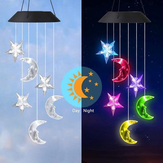 LED Solar Wind Chime Crystal Ball Hummingbird Wind Chime Light Color Changing Waterproof Hanging Solar Light For Home Garden