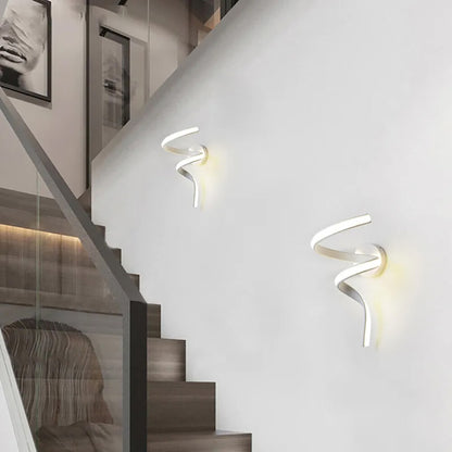 Modern LED Wall Lamp Minimalist Spiral Wall Light Curve Fixture Surface Mount Art Led Wall Sconce