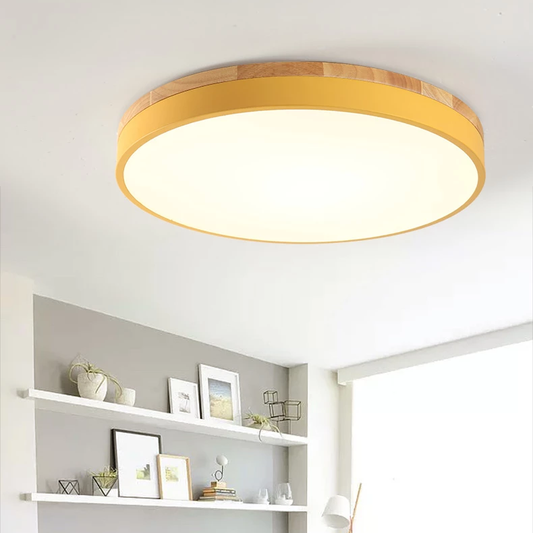 LED Ceiling Lights Round Wooden Base Modern Lamp Ironware and Acrylic Kitchen Bed Room Foyer Study LED Light Fixture