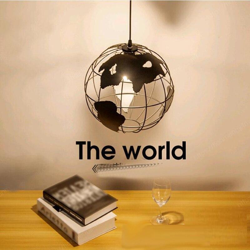 Art Deco Globe Black White Modern Pendant Lamp Iron Cage Loft E27 Cord Lights For Dining Room Living Room Cafe Office Bedroom