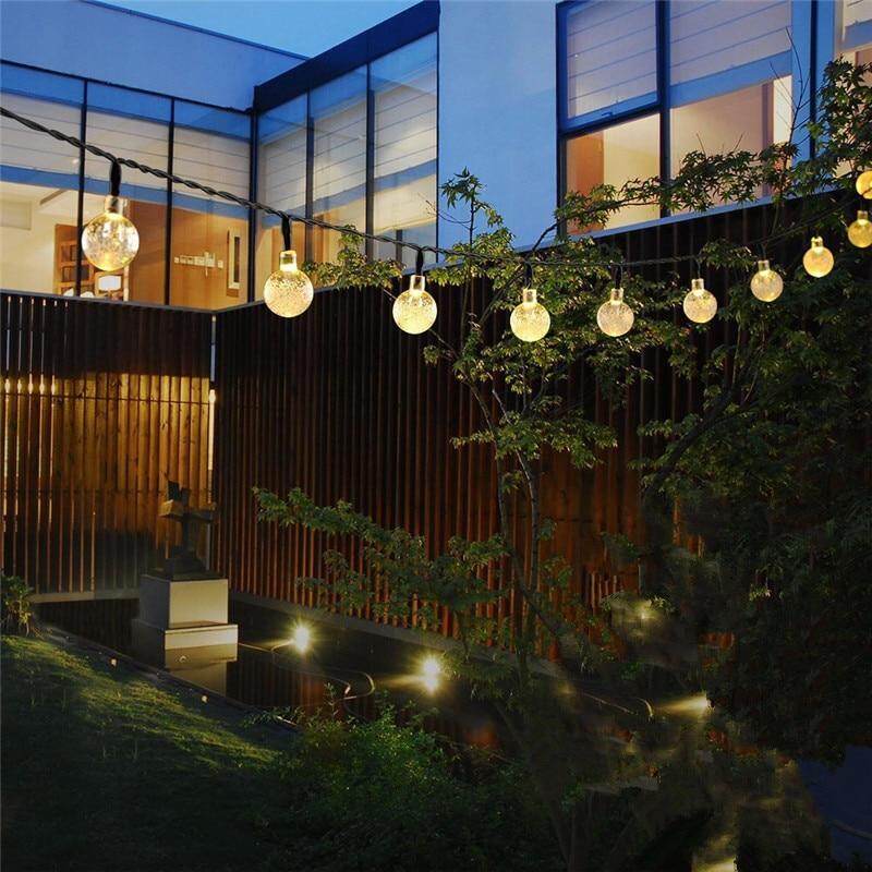 5M 7M 10M Solar Lamp Crystal Ball LED String Lights Flash Waterproof Fairy  For Outdoor Garden Christmas Wedding Decoration
