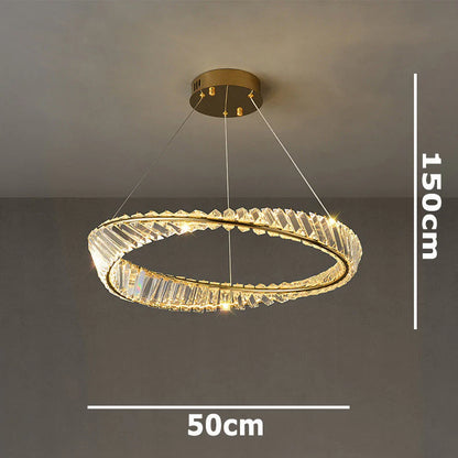 Dimmable Crystal Chandeliers Lighting Modern Ring Pendant Light LED Lamp Fixtures for Dining Room Livingroom Bedroom Kitchen