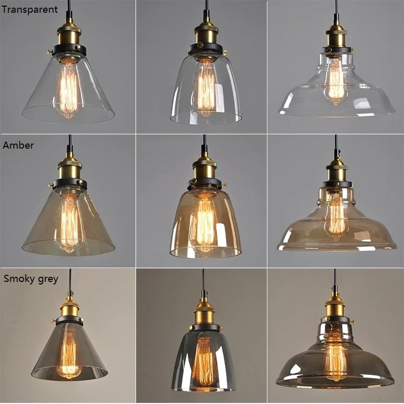 Vintage Pendant Lights Glass Pendant Lamps Loft Industrial Hang Lamp Smoky Grey Lamparas De Techo Colgante Modern Lustre Pendent