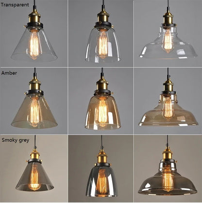 Vintage Pendant Lights Glass Pendant Lamps Loft Industrial Hang Lamp Smoky Grey Lamparas De Techo Colgante Modern Lustre Pendent