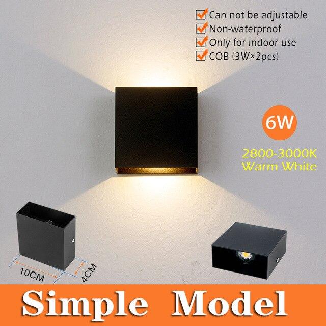 6W LED Wall Lamp IP65 Waterproof Indoor & Outdoor Aluminum Wall Light Surface Mounted Cube LED Garden Porch Light