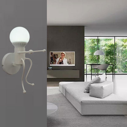 Iron Led Wall Lamp American Creative Wall Lights Metal Cartoon Robot Sconce Wall Light bedroom Children room Luminaire