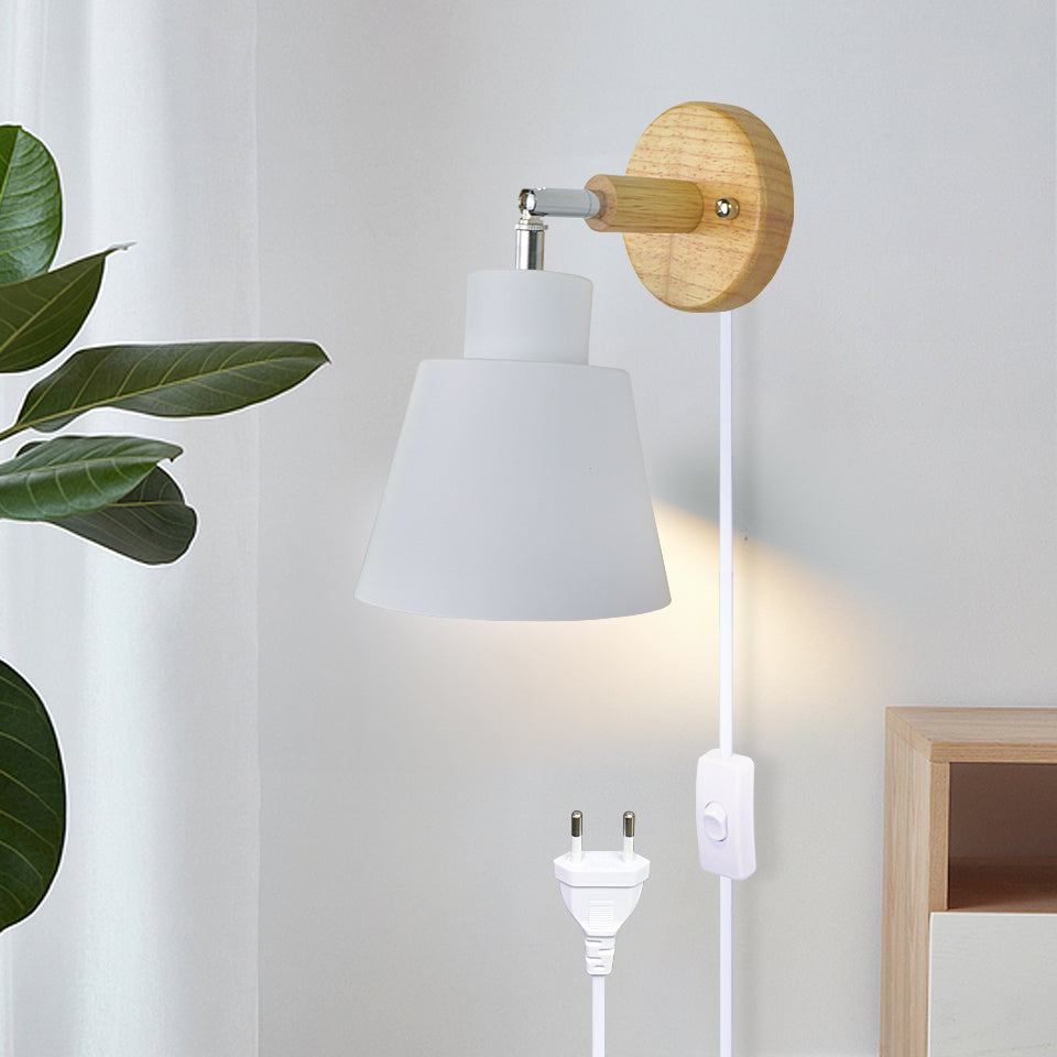 Nordic Wall light Indoor DIY E27 Wooden 6 Colors EU/UL Plug 350° Wall lamps
