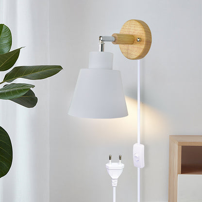 Nordic Wall light Indoor DIY E27 Wooden 6 Colors EU/UL Plug 350° Wall lamps