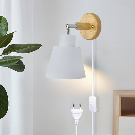 Nordic Wall light Indoor DIY E27 Wooden 6 Colors EU/UL Plug 350° Wall lamps